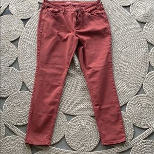 Burnt orange mid rise old navy rockstar jeans